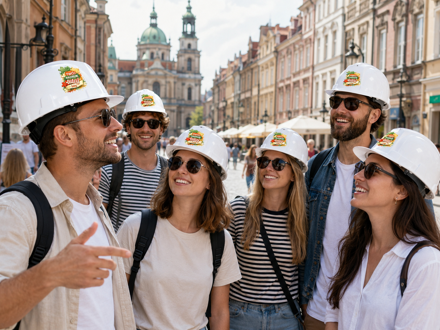 Kask ochronny Delta Plus QUARTZ I z własnym nadrukiem – widok z przodu