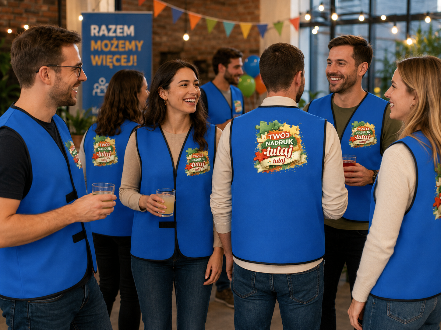 Reklamowa kamizelka odblaskowa bez pasów z nadrukiem DTF