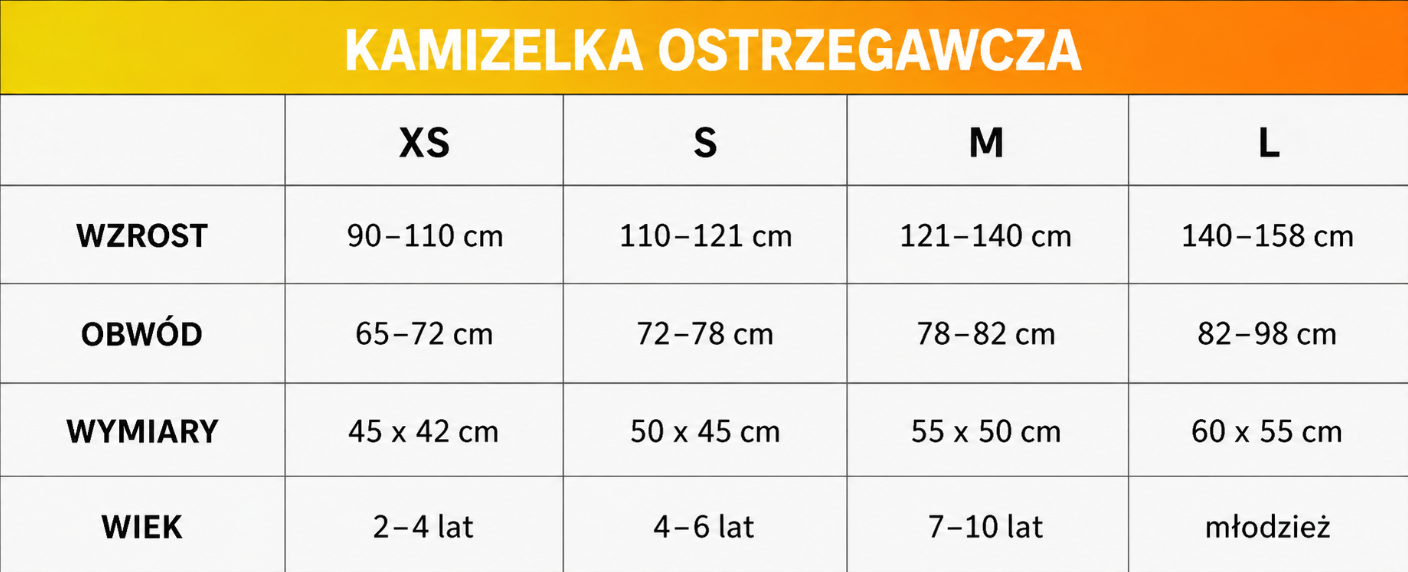 Kamizelka odblaskowa dla dzieci z przodu